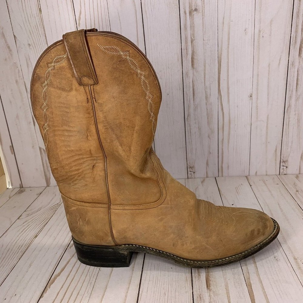 Tony Lama Round Toe Western Cowgirl Boots Womens Size 10 B Brown Leather Pull On